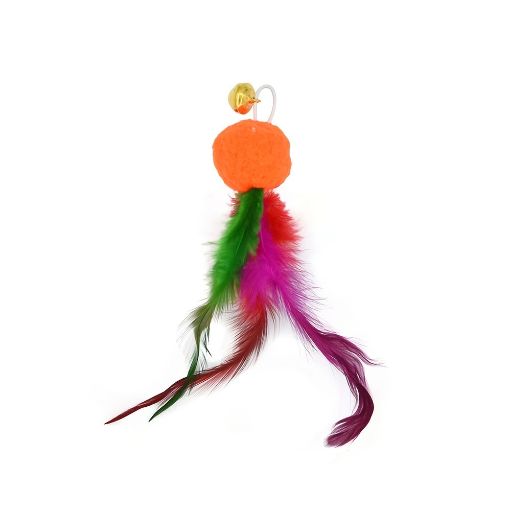 4 Pack Cat Toy Set: Teasing Stick, Fur Ball, Feather, Bell
