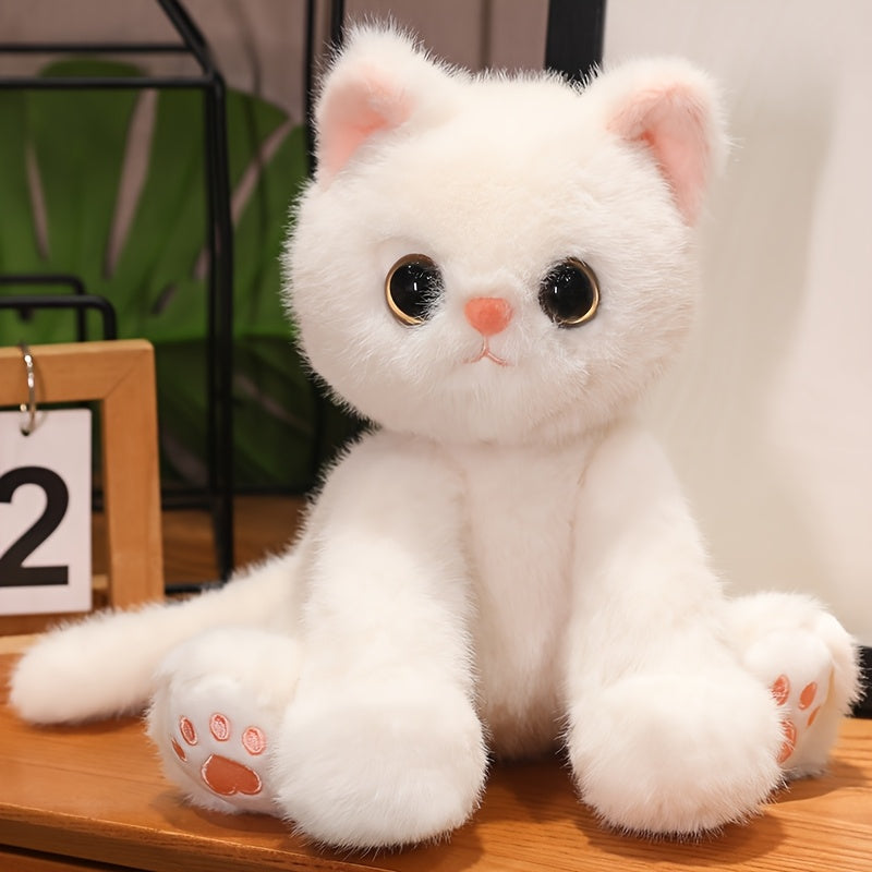 Realistic Plush Kitten Doll with Expressive Eyes & Poseable Limbs
