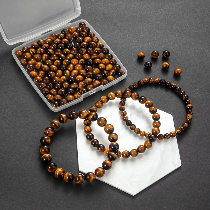 Natural Yellow Tiger's Eye Gemstone Round Beads for Jewelry Making DIY
