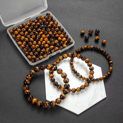 Natural Yellow Tiger's Eye Gemstone Round Beads for Jewelry Making DIY