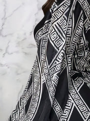  Greek Print Lantern Sleeve Jumpsuit