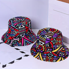 Geometric Pattern Print Bucket Hat Hip Hop Casual Sunscreen Travel Beach Hats