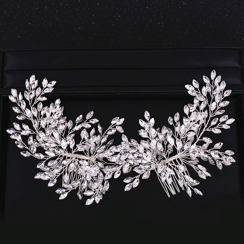 Bridal Hair Comb Silver & Golden Rhinestone Crystal Wedding