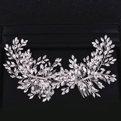 Bridal Hair Comb Silver & Golden Rhinestone Crystal Wedding