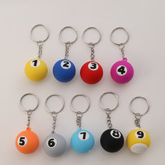 9pcs PVC Billiard Keychain Cartoon Colorful Bag Key Chain Keyring Or...