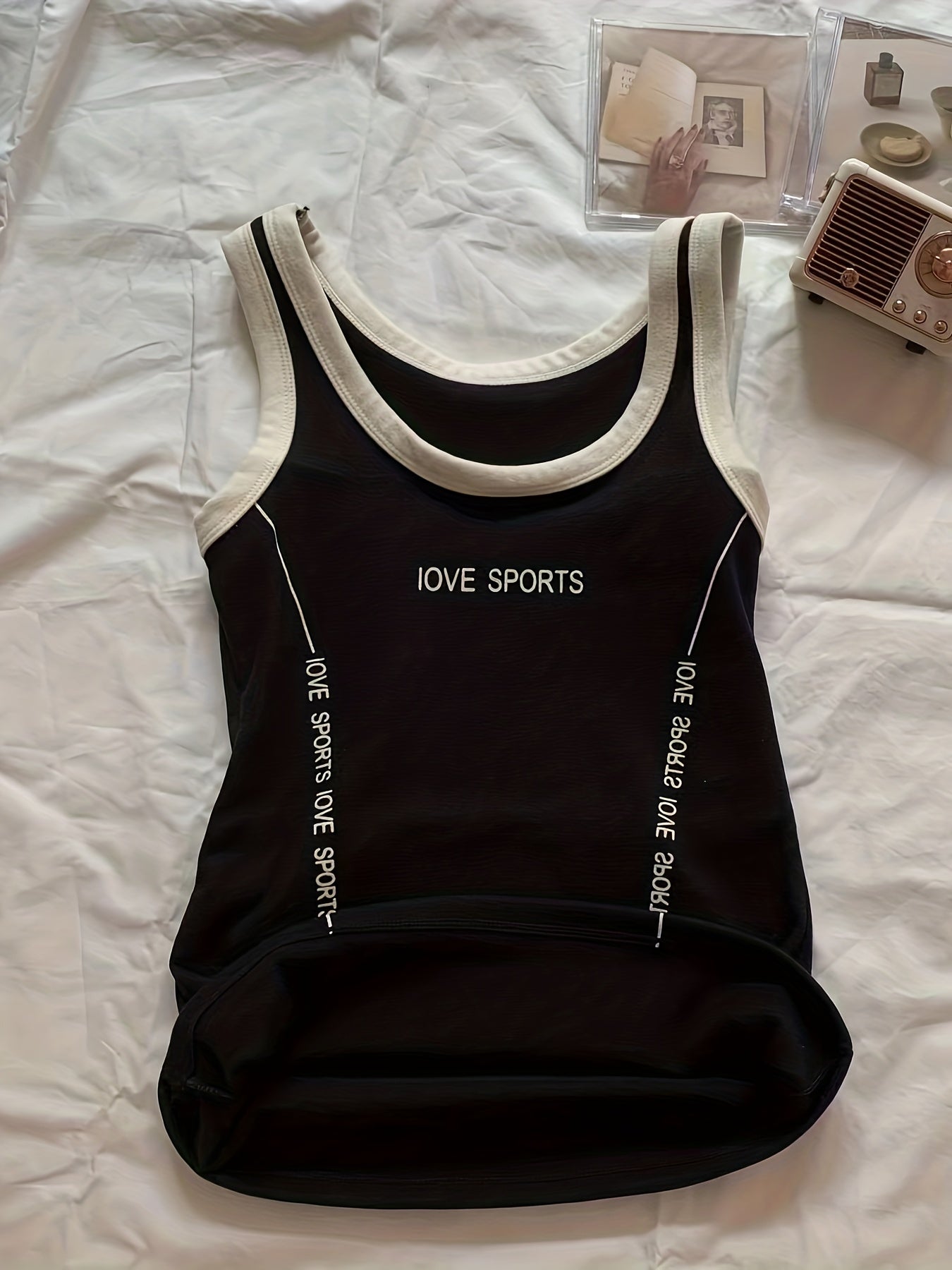 Letter Print Thermal Tank Top Women's Lingerie