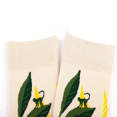 Floral Pattern Socks, Comfy & Breathable Women's Mid Tube Stockings