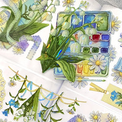 PET Tape 3M 3D Lily Valley Flower Stickers Journaling Colored Masking Tape