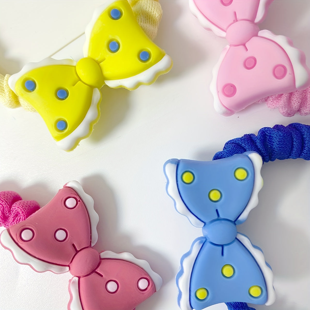 6pcs Candy Scrunchies Bow Hair Tie for Girls