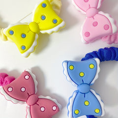 6pcs Candy Scrunchies Bow Hair Tie for Girls