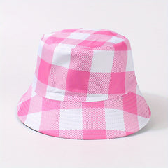 Chessboard Pattern Reversible Bucket Hat Unisex Fisherman Cap