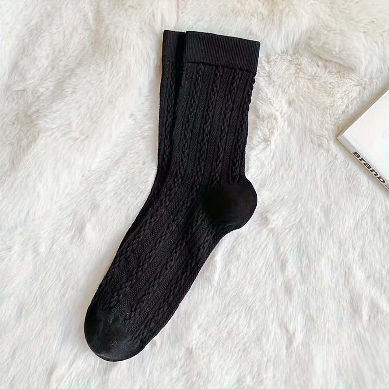 5 Pairs Twist Textured Socks for Women