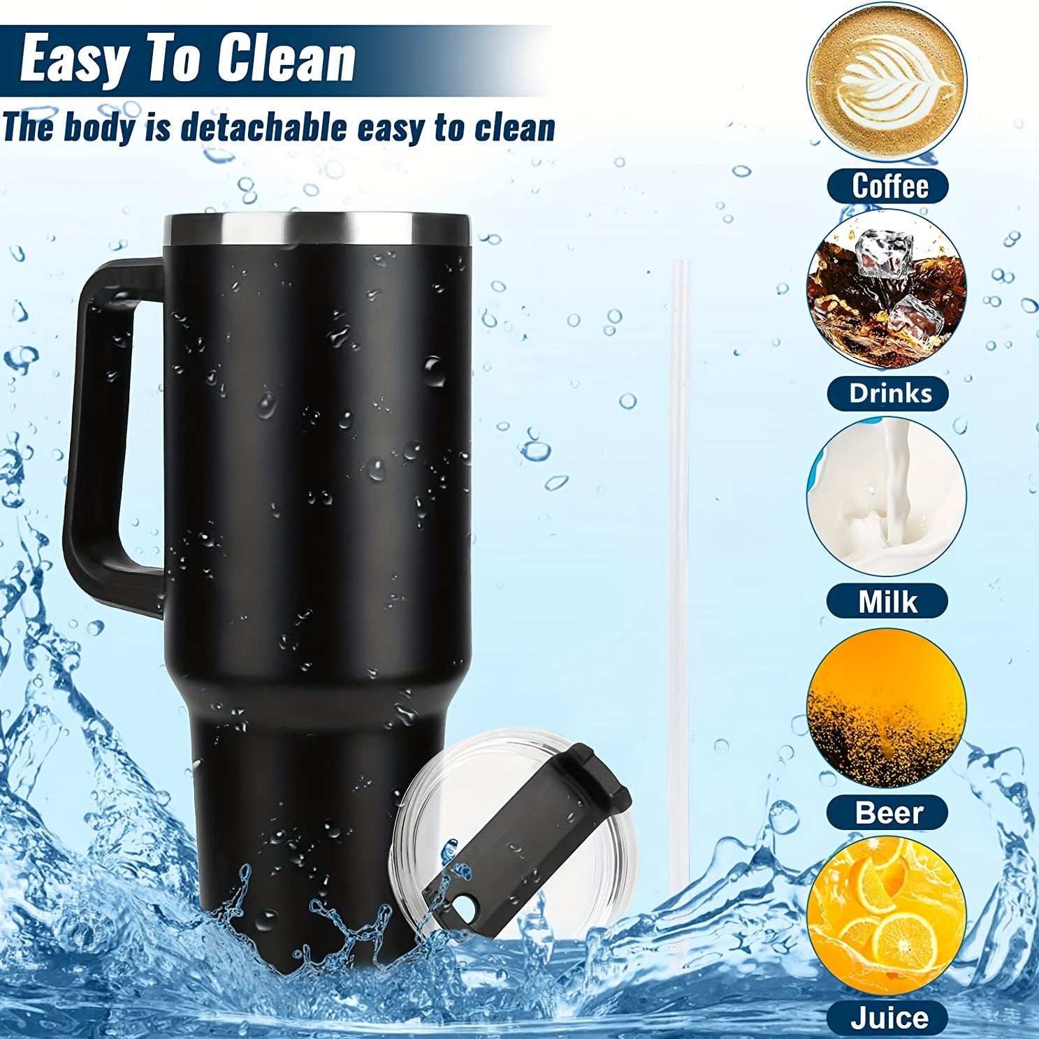 GEMFUL 40 Oz Tumbler Insulated Leak Proof Portable Water Bottle Stainless Steel