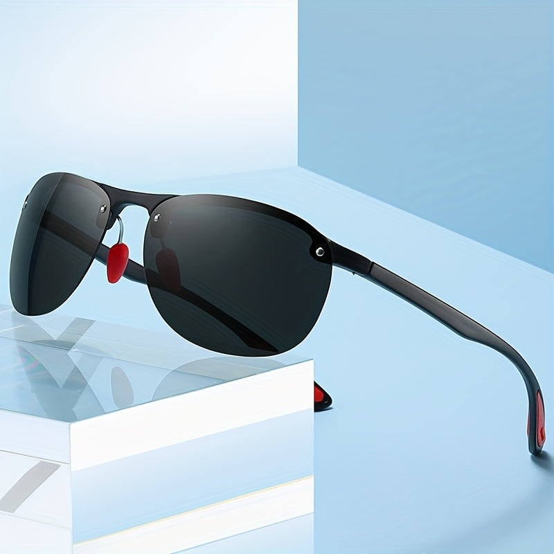 Half Frame Men's Polarized Aviator Sunglasses for Driving