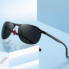 Half Frame Men's Polarized Aviator Sunglasses for Driving