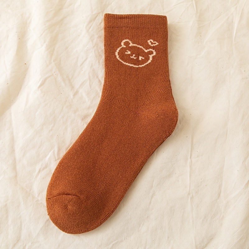 4 Pairs Cartoon Print Socks Cute & Comfy Women's Stockings