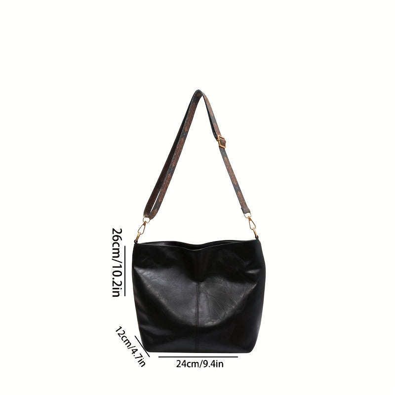Women's Vintage Tote Shoulder Bag with Wide Strap Lightweight Hobo Bag
