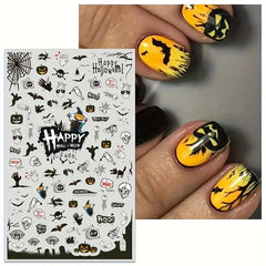 Halloween Nail Art Stickers Decals Ghost Pumpkin Witch Self Adhesive