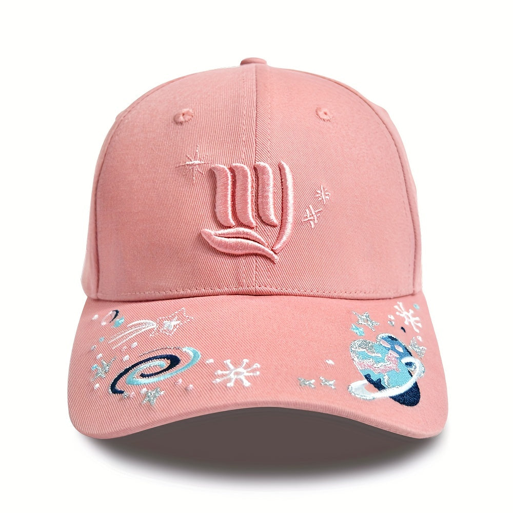 Y2K Planet Embroidery Baseball Cap Cotton Dad Hat