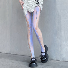 Floral Jacquard Fishnet Tights High Waist Pantyhose