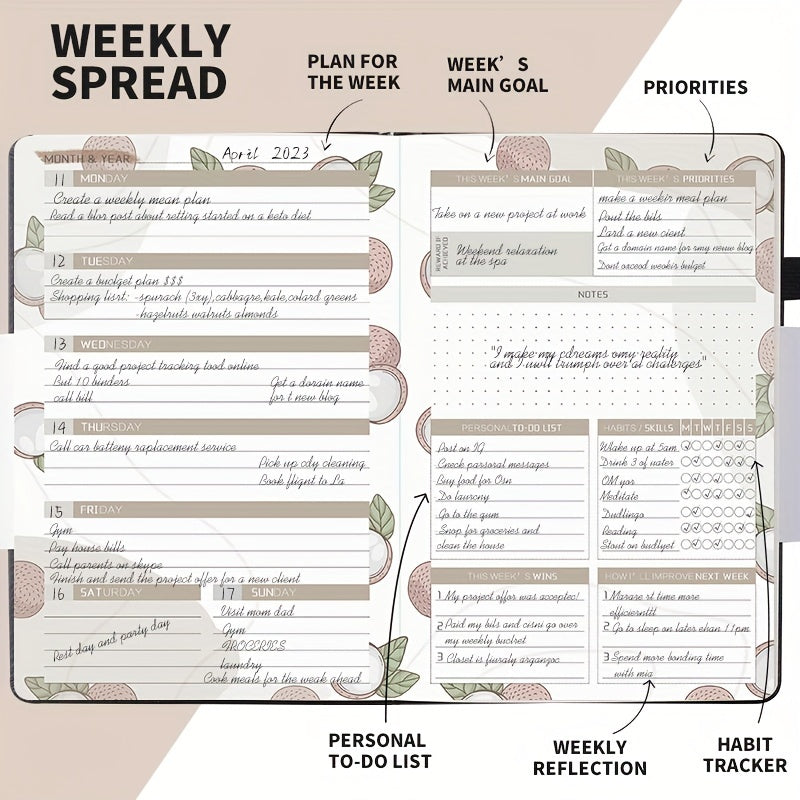 Planner Efficiency Handbook Weekly Monthly Schedule Strap Stickers