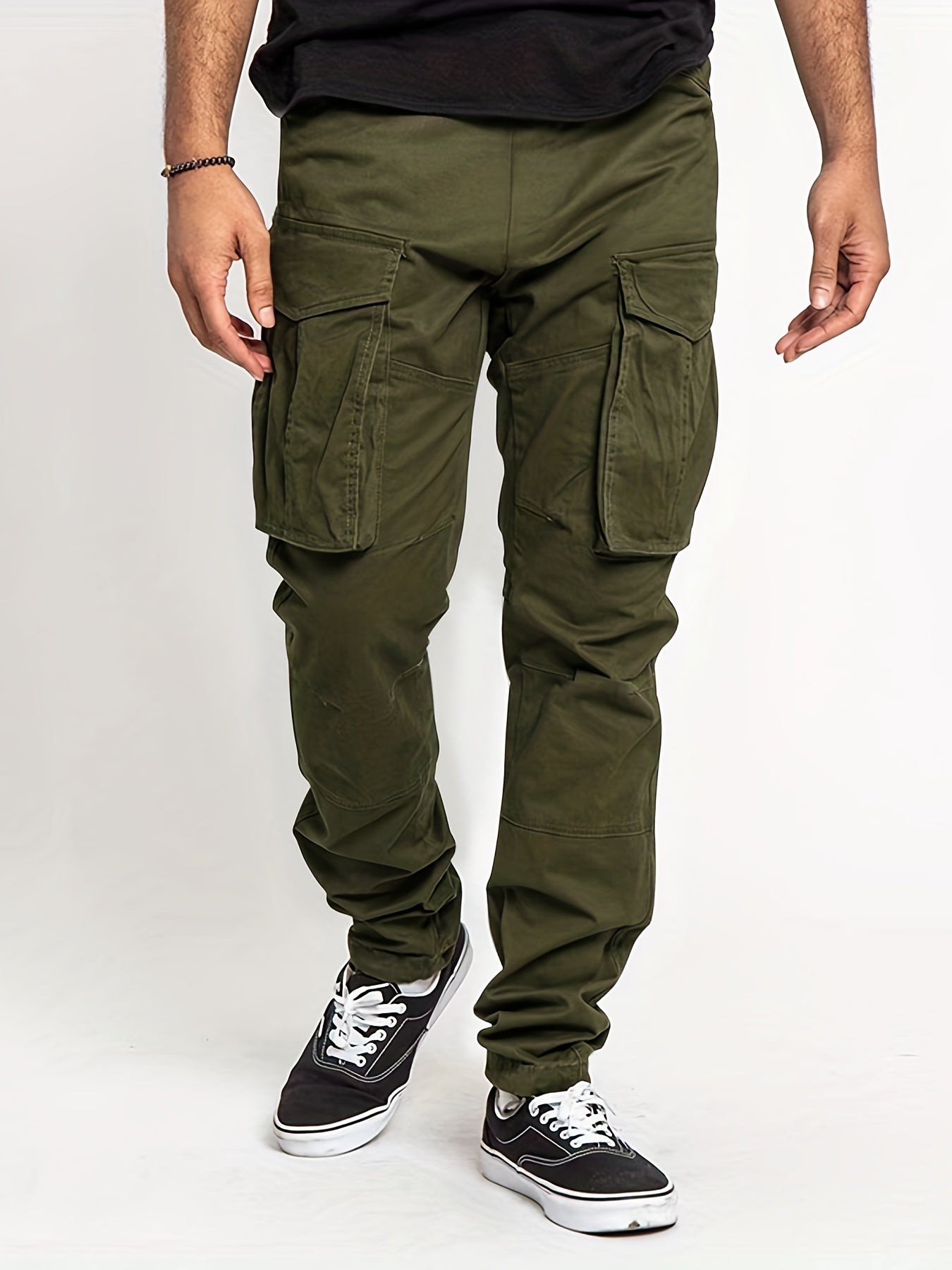 Solid Pocket Cargo Pants Men's Casual Outdoor Joggers