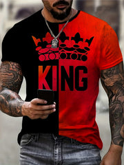 Colorful King Letter Graphic Print Men's T Shirt