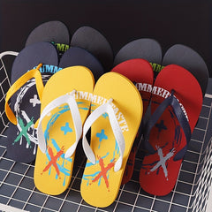 Men's Cartoon Print Arch Support Flip Flops Lightweight Non-slip Sandals