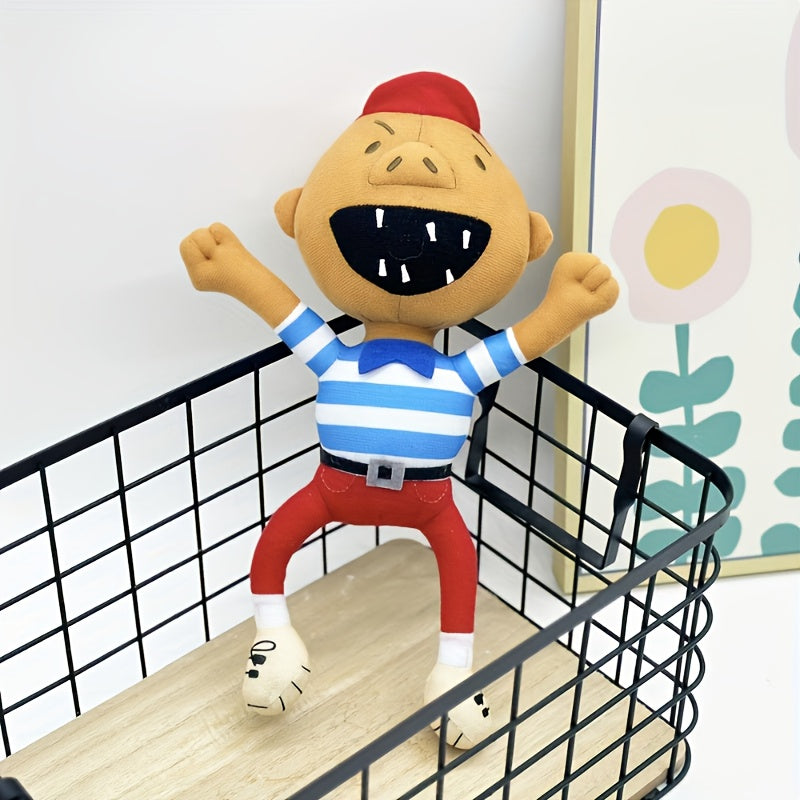 Naughty Boy Plush Toy Stuffed Animal Doll with Cheerful Smile & Red Shirt