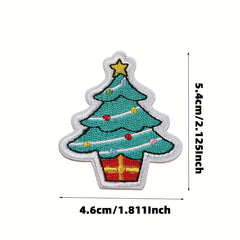 11pcs Christmas Cloth Stickers Snowflake Santa Claus Embroidery