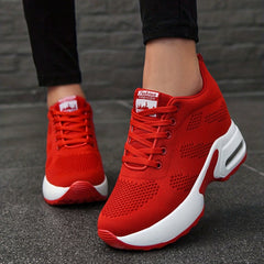 Women's Breathable Mesh Platform Sneakers Lace Up Outdoor Shoes