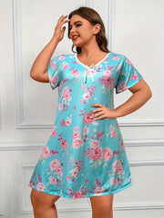  Loungewear Dress Women's Floral Print V Neck Nightdress