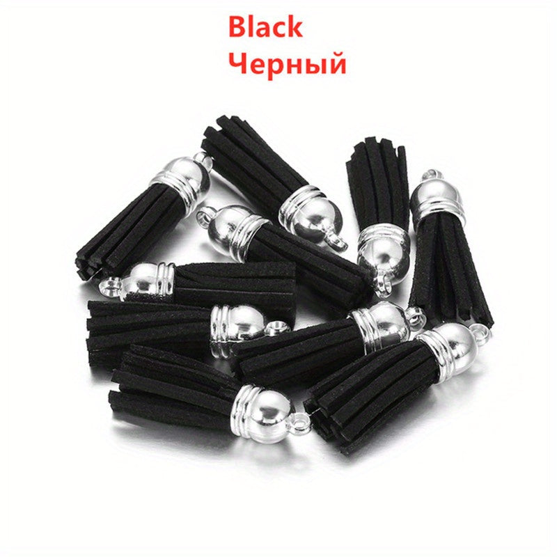 20pcs 38mm Leather Tassel Fringe Keychain Strap Fiber Suede Tassel Key Chains