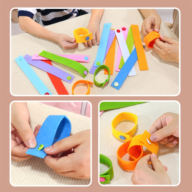 20pcs Colorful Button Bracelets Educational Felt Toy for Fine Motor Skills