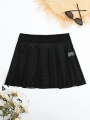 High Stretch Mesh Cover Up Skirt Solid Semi Sheer Beachwear Women's S