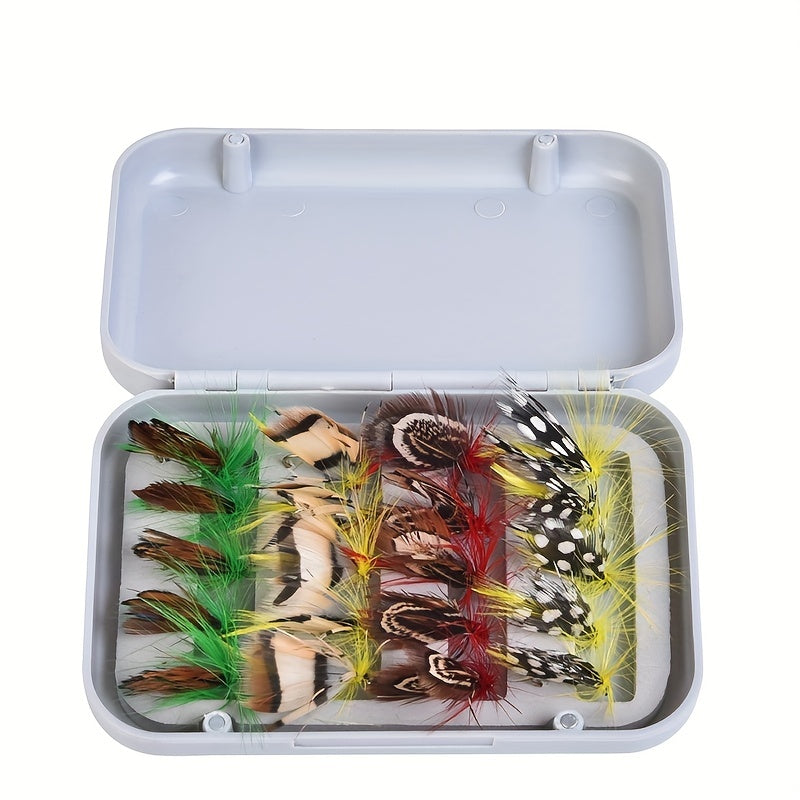Dry & Wet Floating Fly Fishing Flies Trout & Bass Combo Set with Storage Box