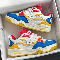 Women's Lightweight Block Skate Shoes Thick Sole Lace Up Sneakers