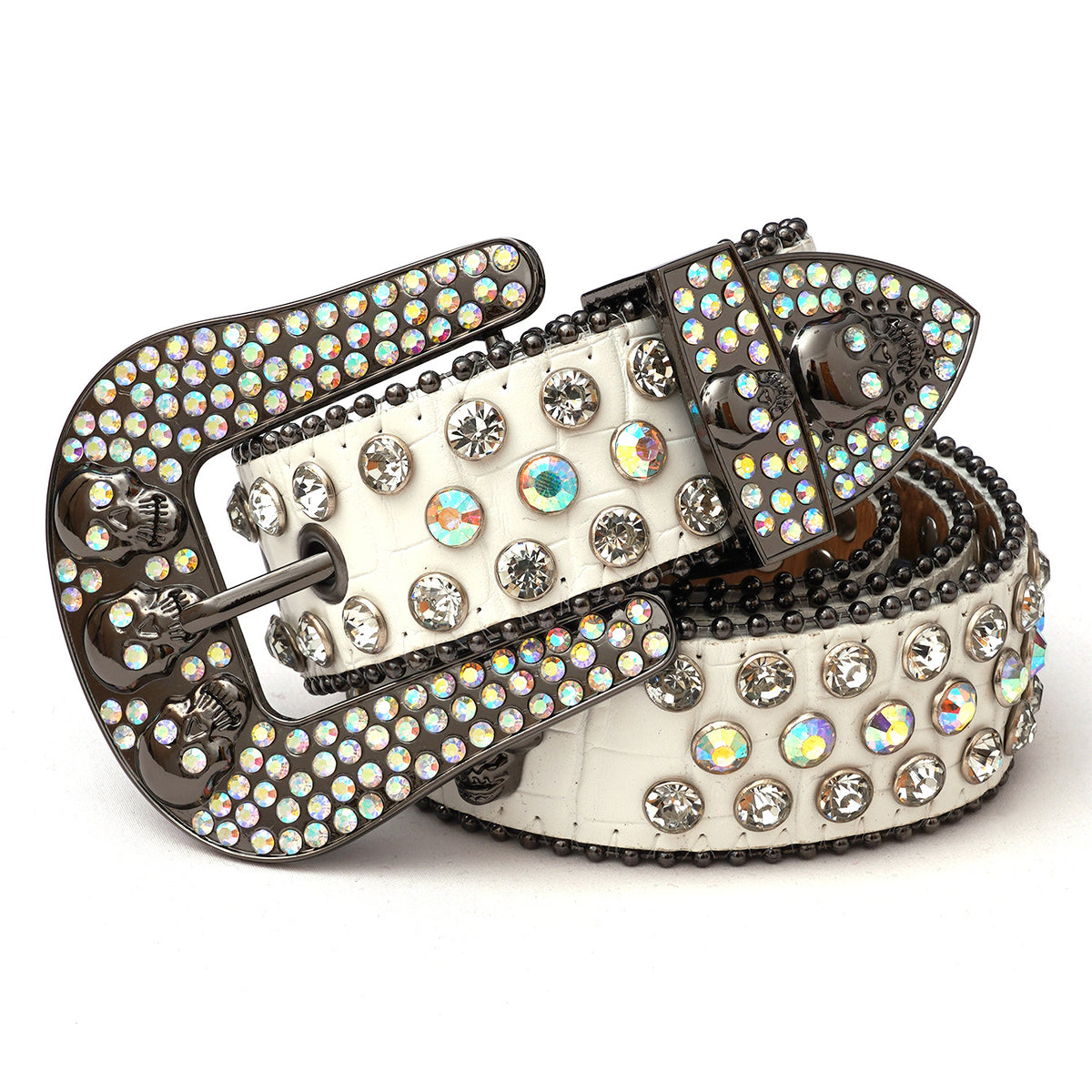 Rhinestone Skull PU Belt Western Cowboy Cowgirl Stylish Punk Belt