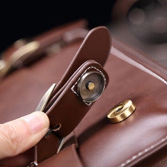 Business PU Leather Briefcase Men's Shoulder Messenger Bag Horizontal Retro