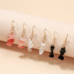 3 Pairs Natural Stone Charm Earrings Set