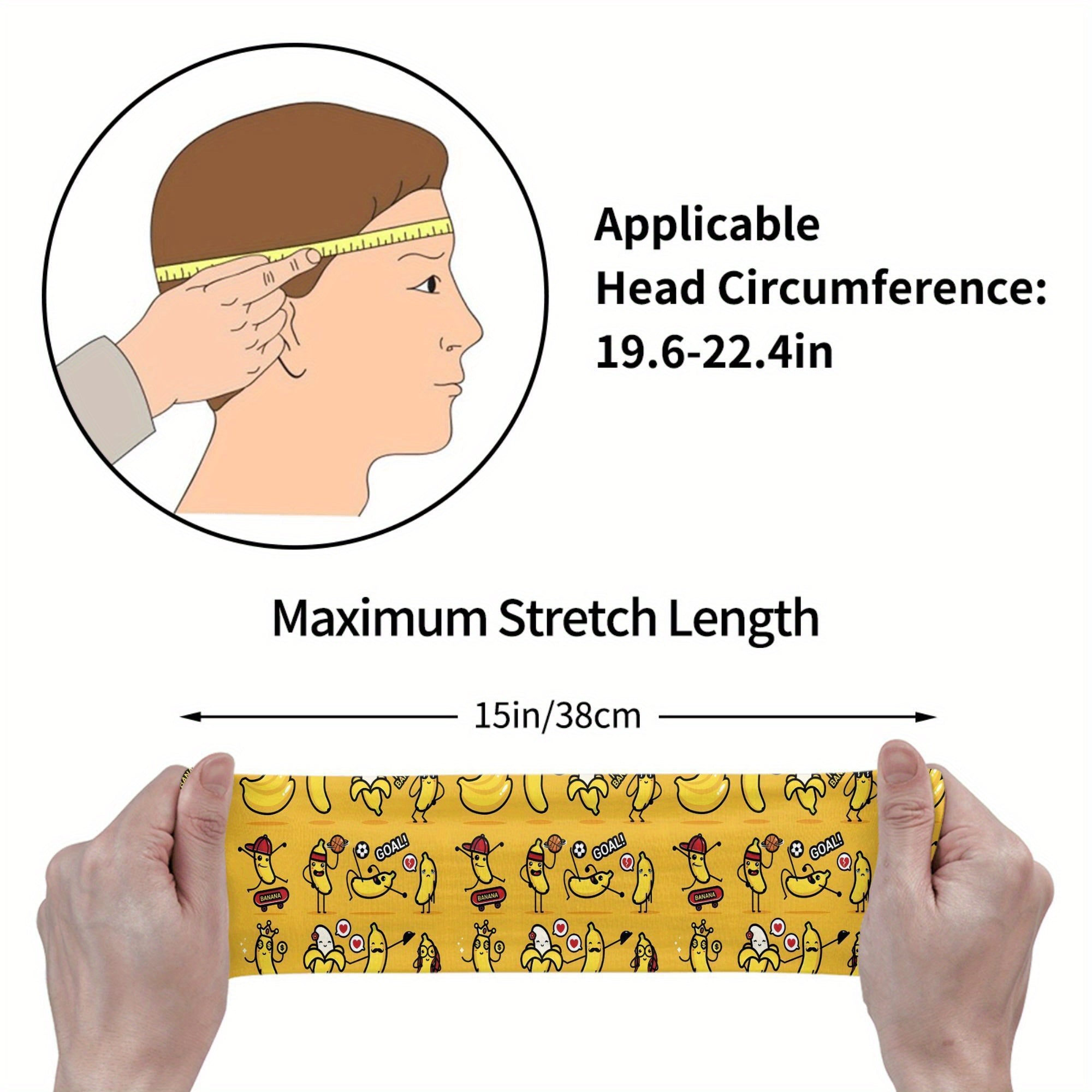 Banana Sports Headband Sweat Wicking Stretchy Polyester for Yoga Gym Running