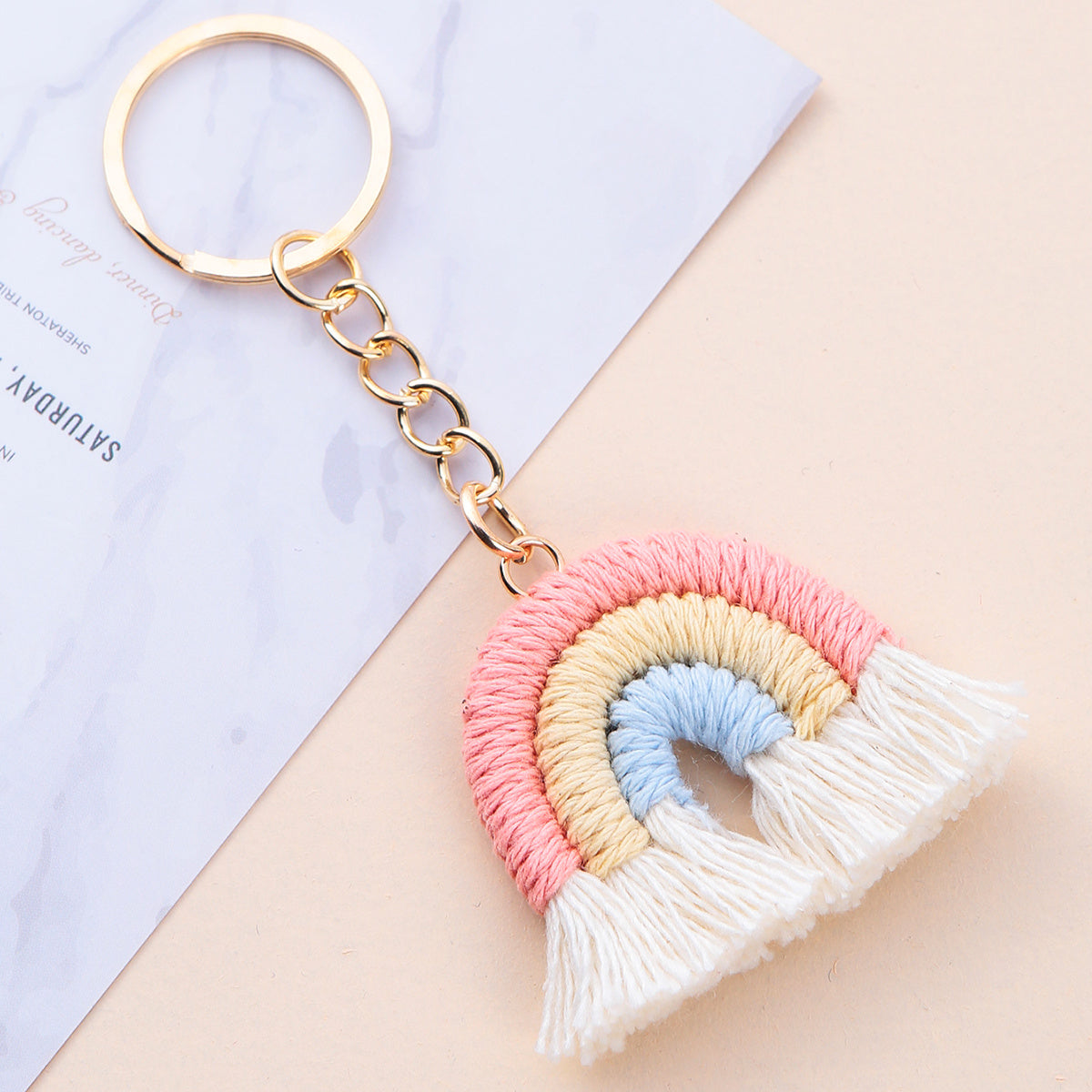 Rainbow Shape Keychain Bag Accessories Pendant Knitting Keychain Girls