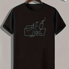 Smoking Pattern Print Men's Comfy Sports T shirt Graphic Tee