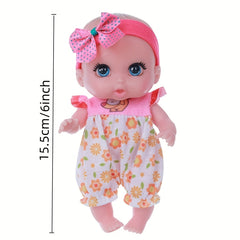 6 Inch Mini Reborn Dolls Soft PVC Toys Realistic Features Mixed Colors