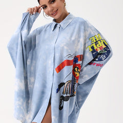  Tie Dye Button Up Oversized Blouse