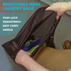 Large Mesh Laundry Bags 24x36in w/ Handles & Drawstring Closure