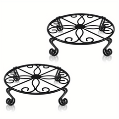 2pcs Plant Stand Flower Pot Holder Indoor Outdoor Metal Garden Rack Bronze