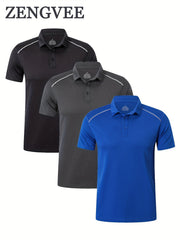 Men's Vintage Polo Shirt Casual Button Up Polo Shirt