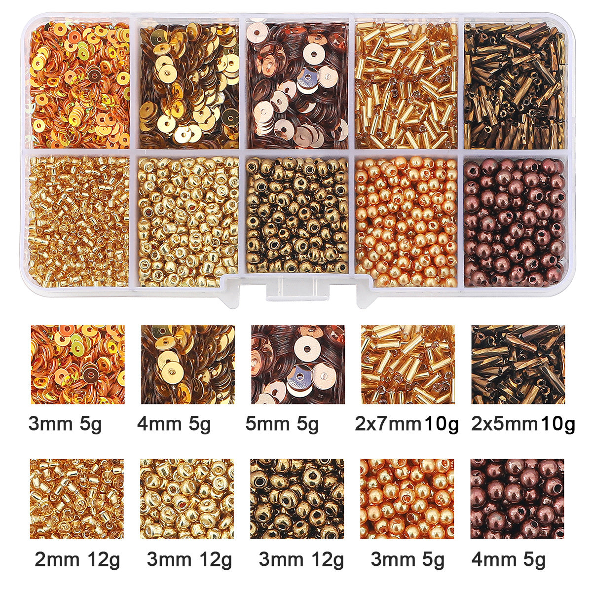10 Grids Rice Bead Sequins Pearl Material Pack 1 Box