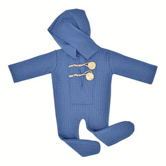 Newborn Baby Hooded Jumpsuit Photography Props Hat Romper Knitted Bodysuit